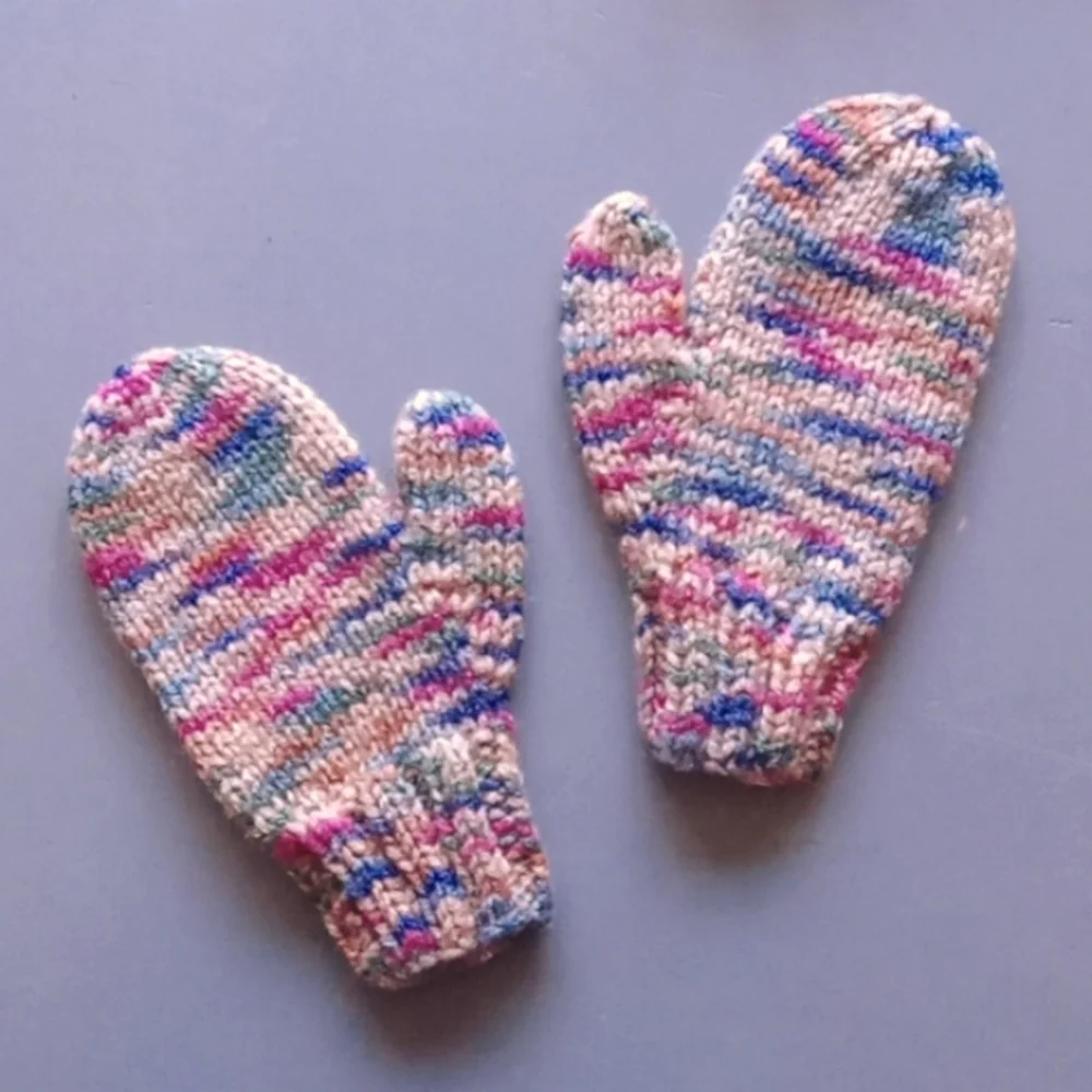 Handmade Handknit Mixed Berry Toddler Mittens 4T